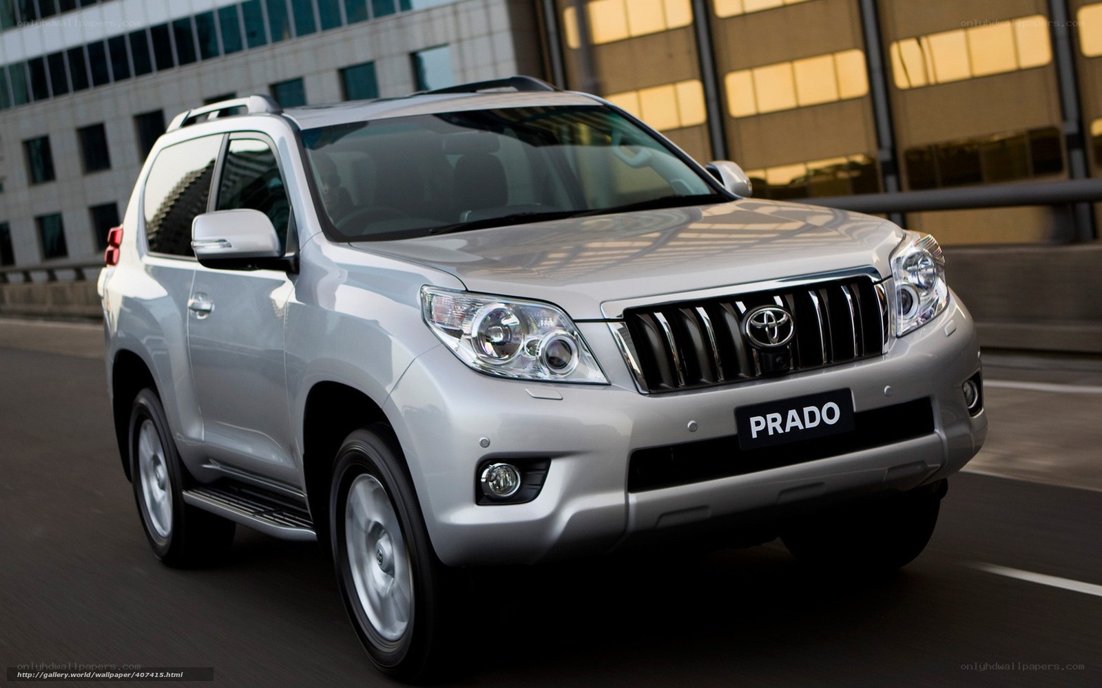 Silver Toyota Prado driving