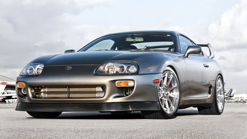 Silver Toyota Supra sports car