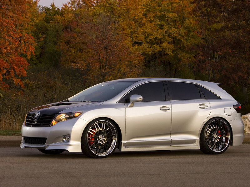 silver toyota venza in autumn