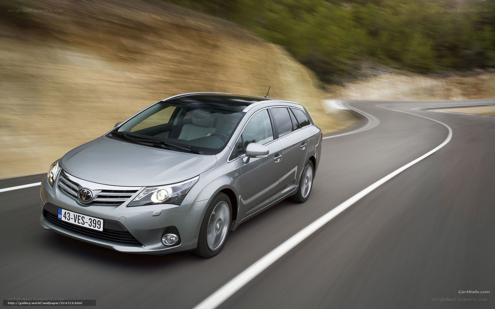 silver toyota wagon on winding road