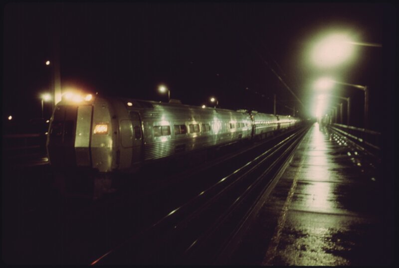 Silver Train on Tracks — Black