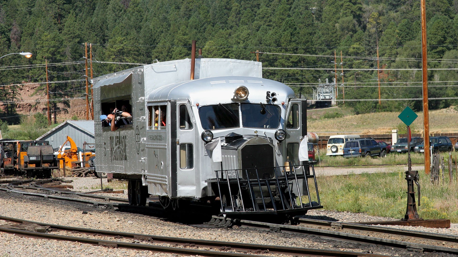 silver train on tracks