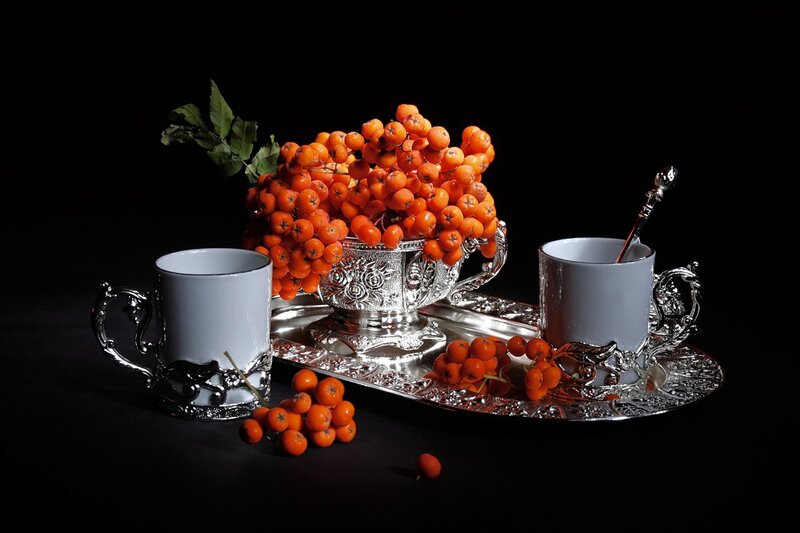 Silver Tray with Berries