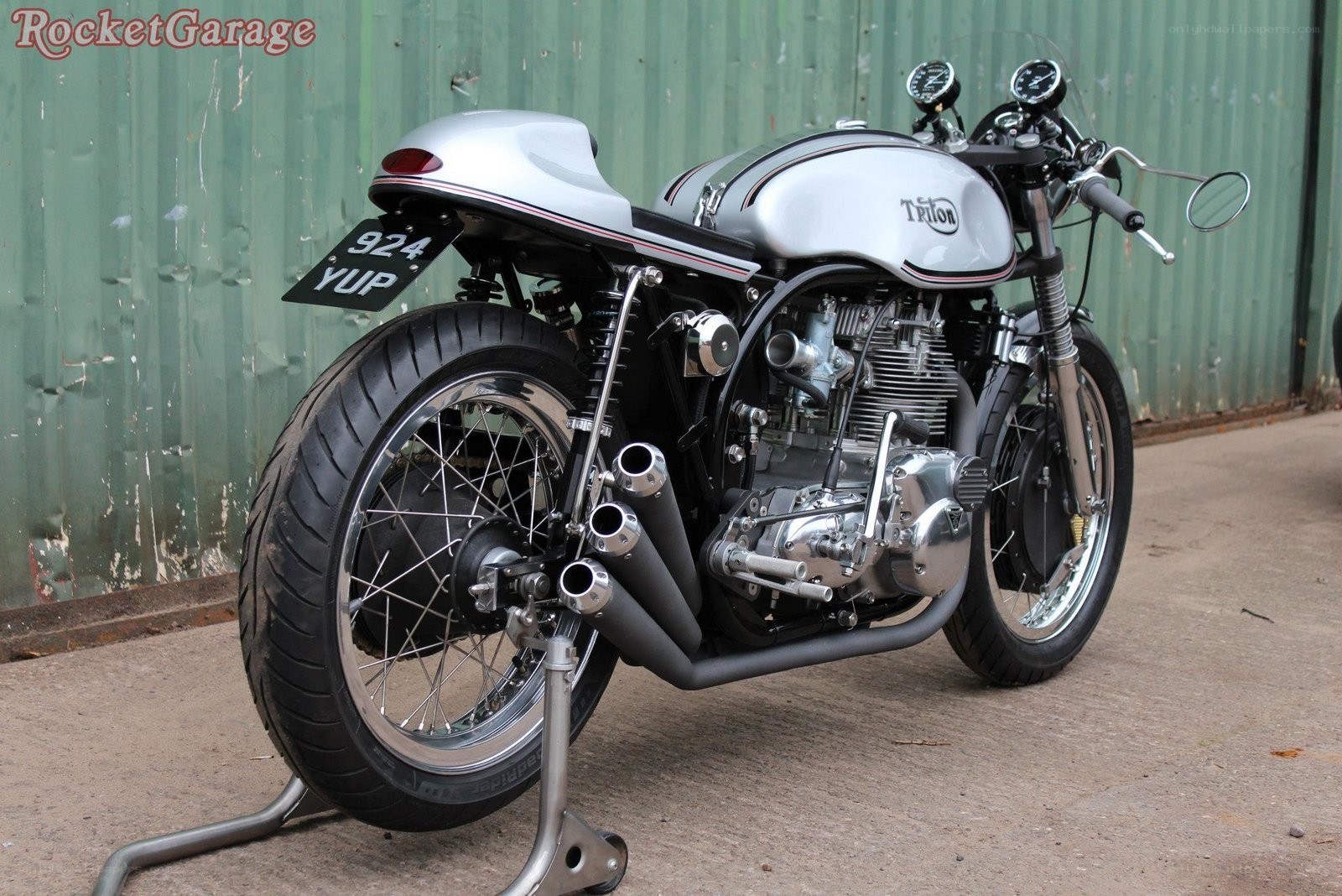Silver Triton motorcycle
