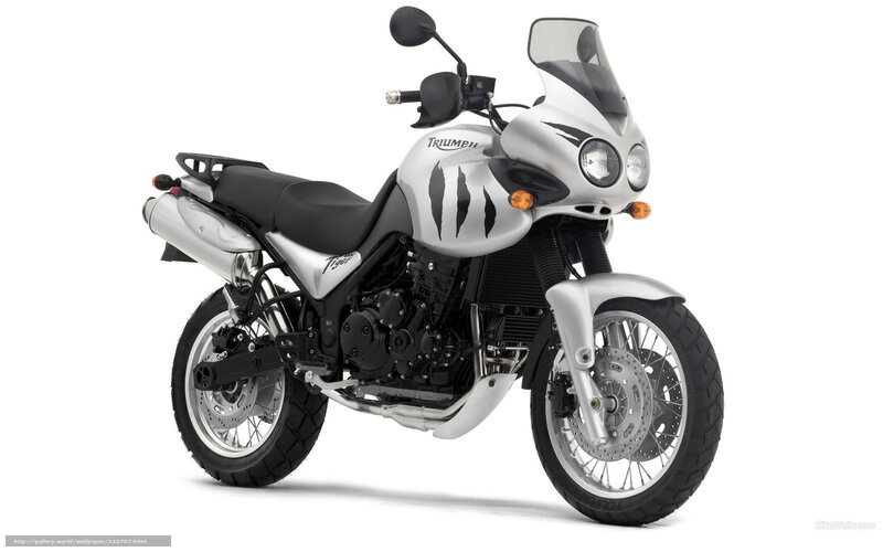 Silver Triumph Tiger Motorcycle — White
