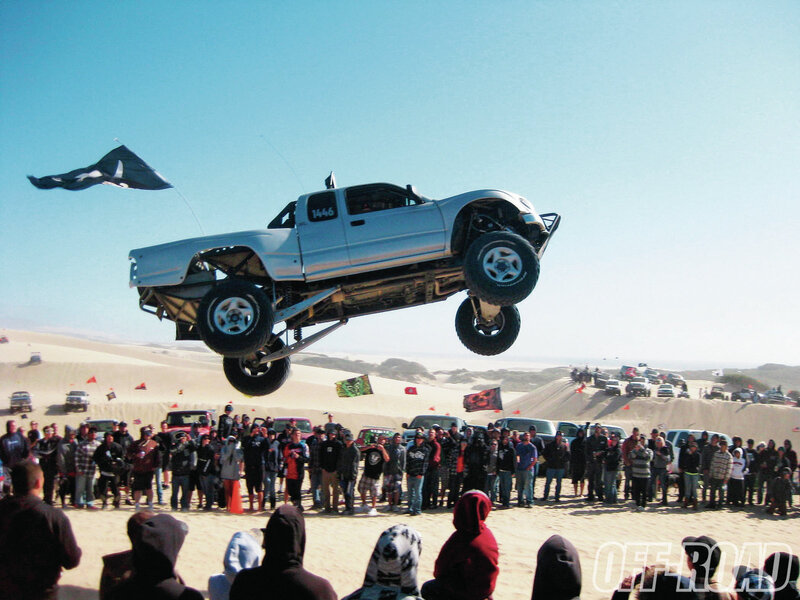 Silver Truck in Mid-air