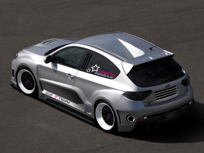 silver tuned hatchback car