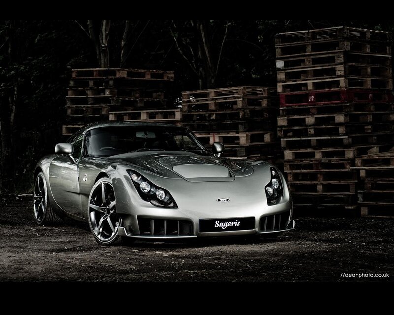 Silver TVR Sagaris sports car