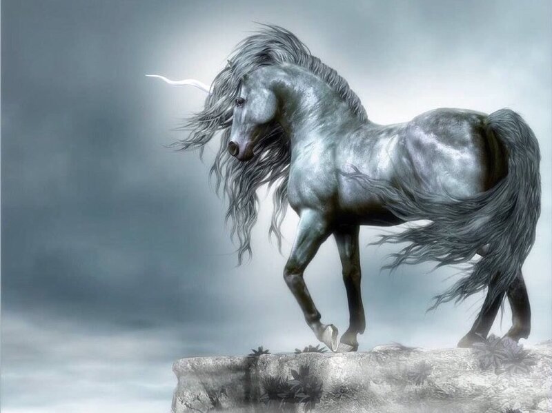 Silver Unicorn Horse