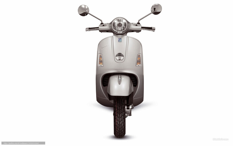 Silver Vespa scooter front view