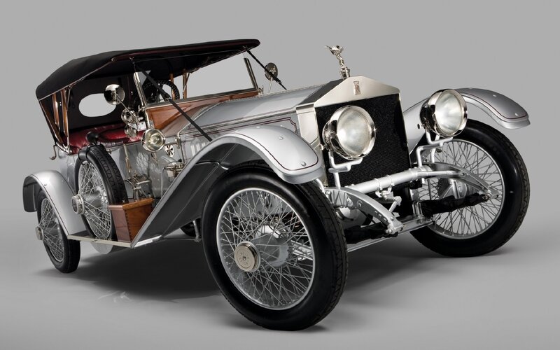 Silver Vintage Car — Classic, Photograph, Black Convertible Top, Spoked Wheels
