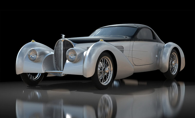 Silver Vintage Car — Dramatic, 3d Render