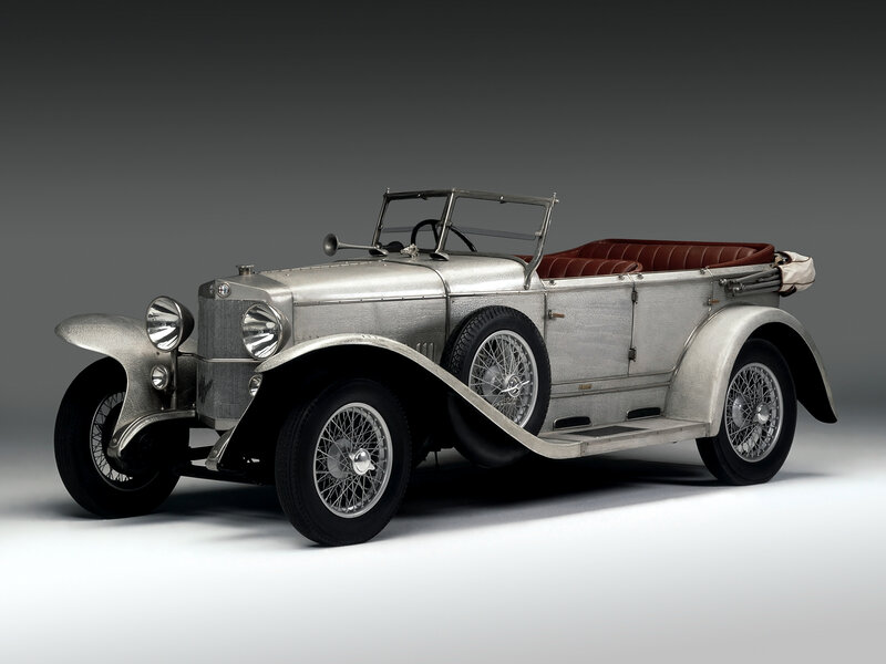 Silver Vintage Car — Dramatic, Photograph, Red Seats