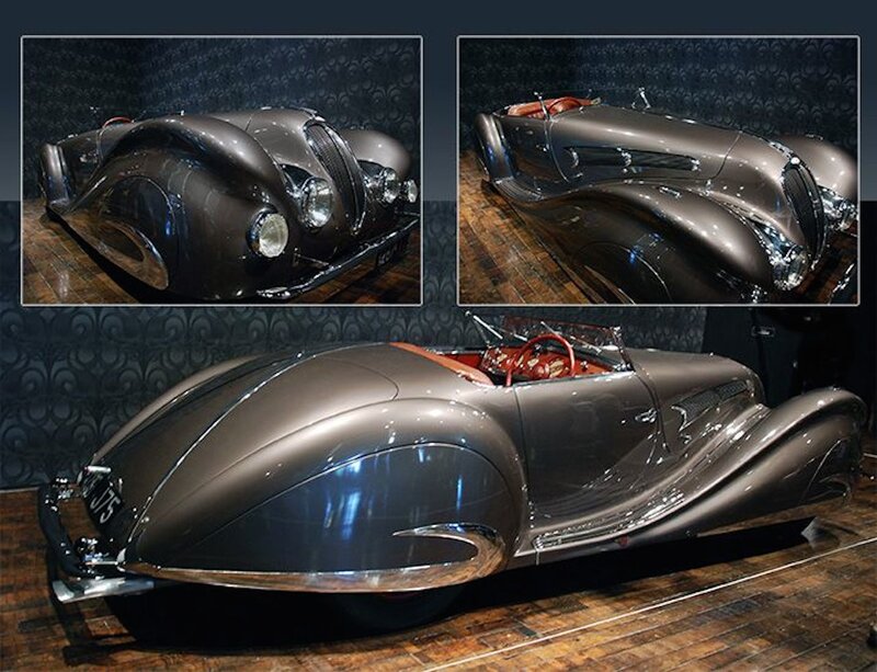 Silver Vintage Car — Gray, Dramatic, Photograph, Wood Floor