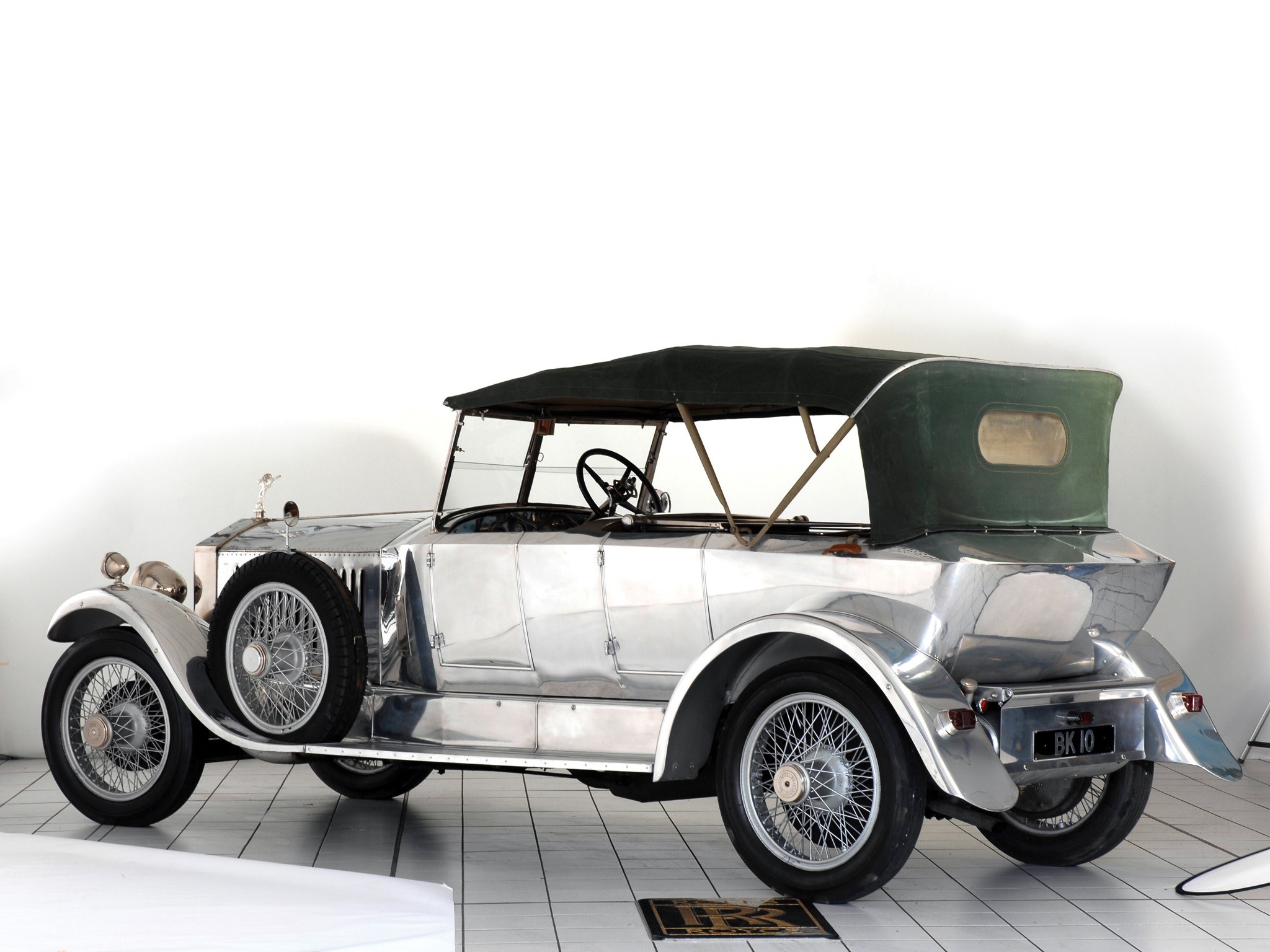 Silver vintage convertible car