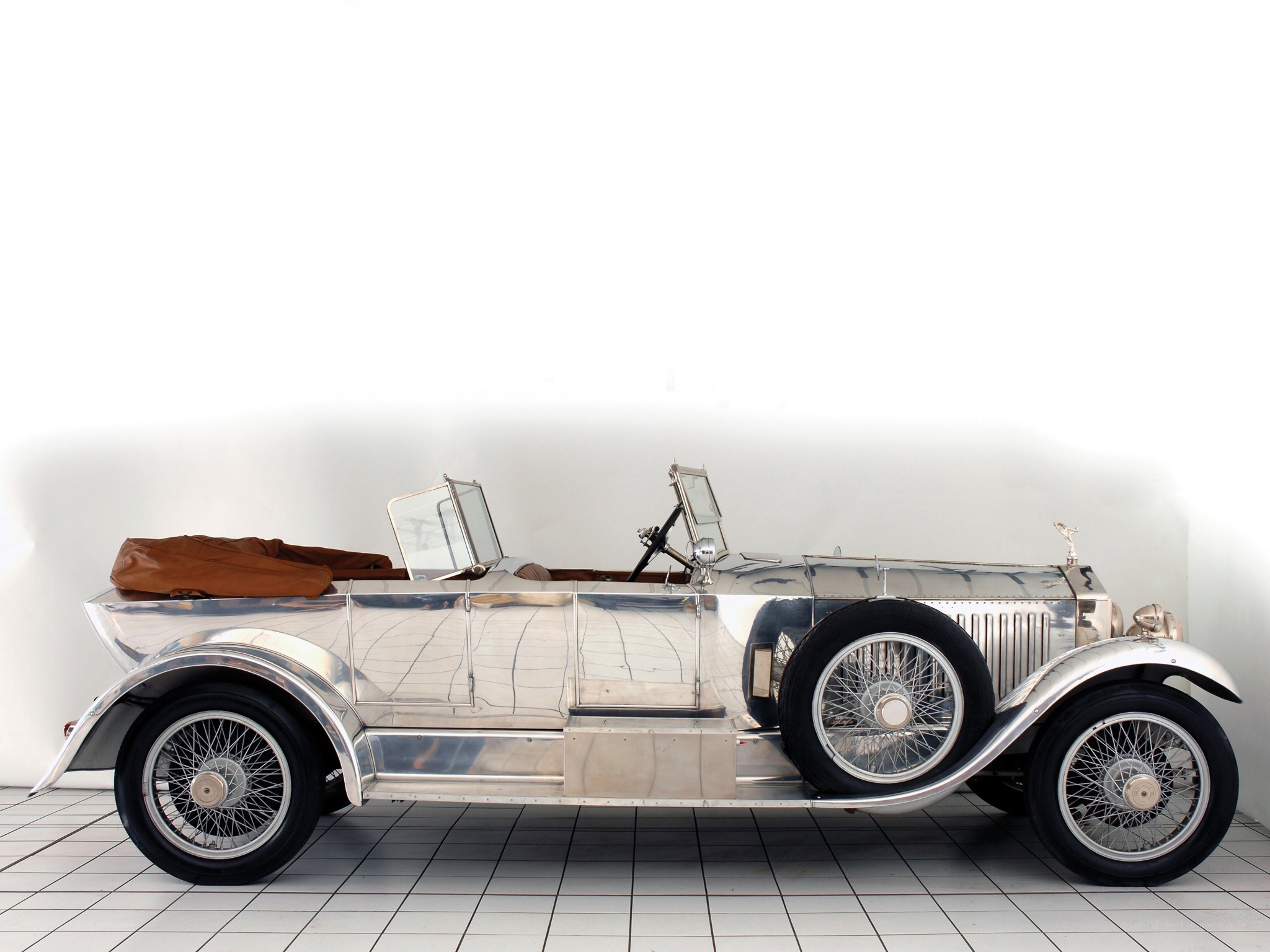 Silver vintage convertible car