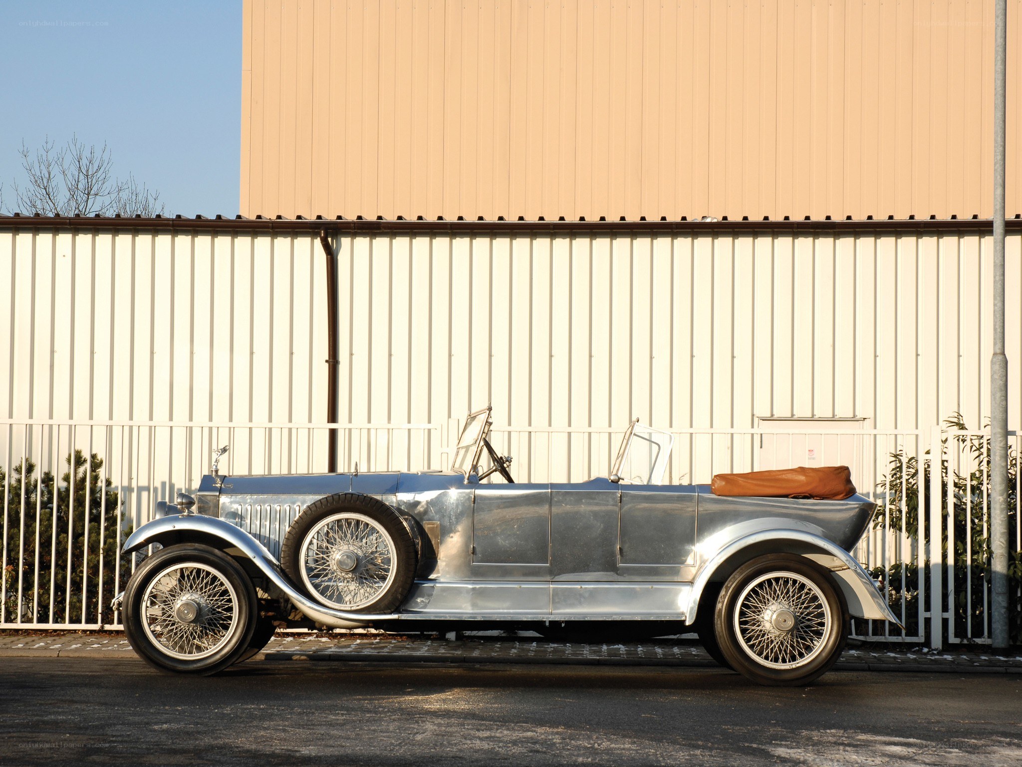 Silver vintage convertible car