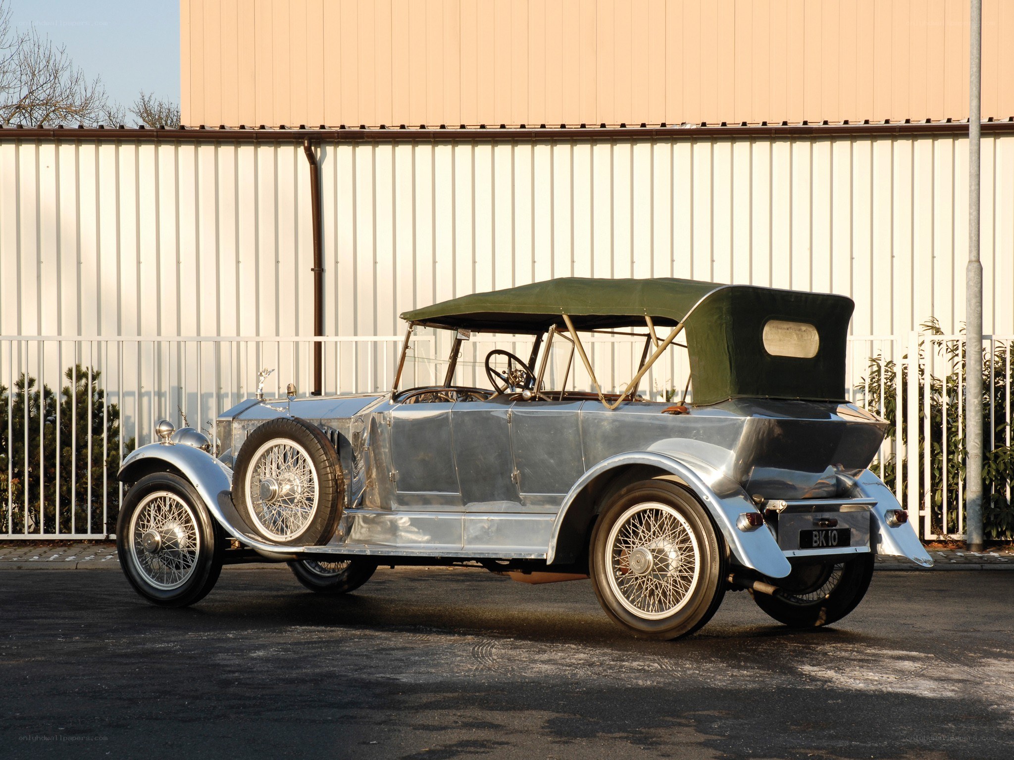 Silver vintage convertible car