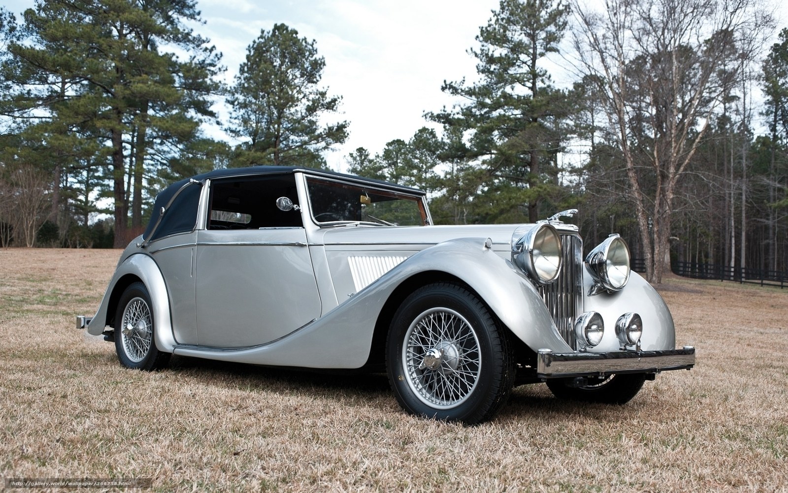 Silver vintage convertible car