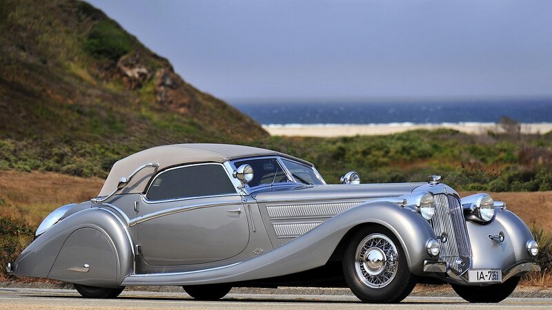 Silver Vintage Convertible — Serene, Afternoon, Photograph, Car, Coastline