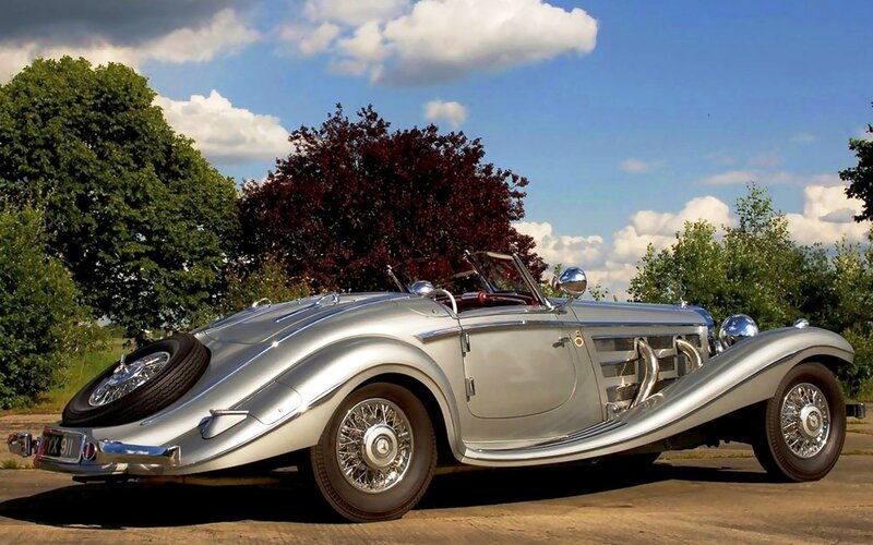 Silver Vintage Convertible — Serene, Afternoon