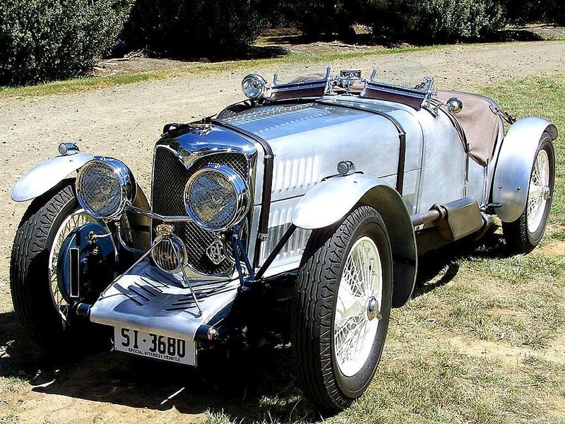 Silver vintage race car