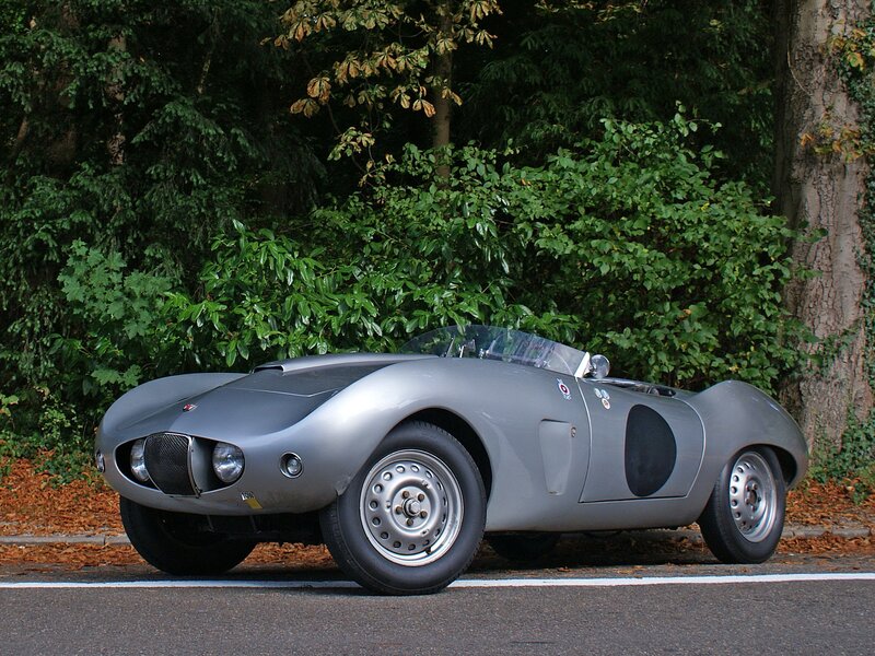 Silver vintage race car