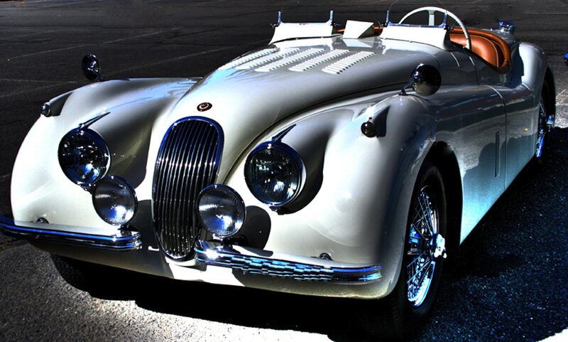 Silver Vintage Sports Car — Dramatic, Afternoon