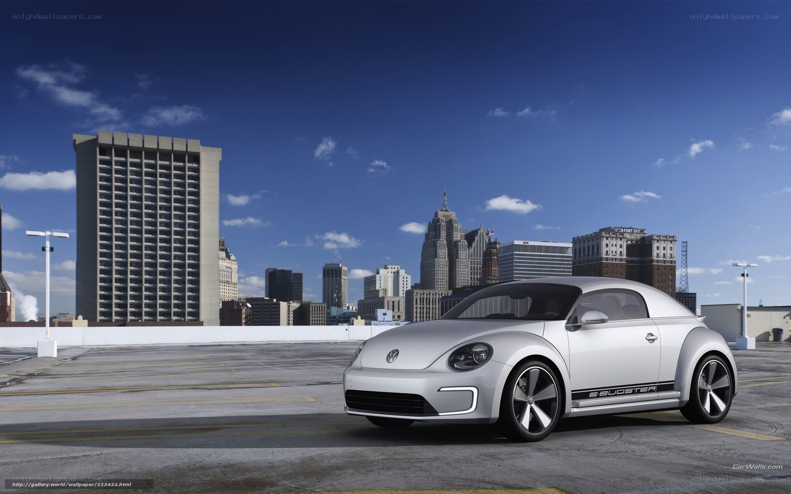Silver Volkswagen Beetle in city