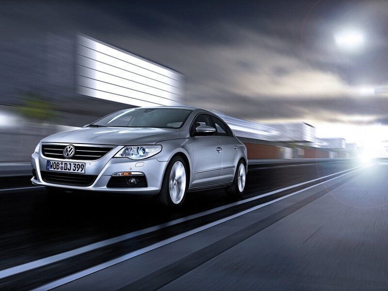 silver volkswagen cc in motion