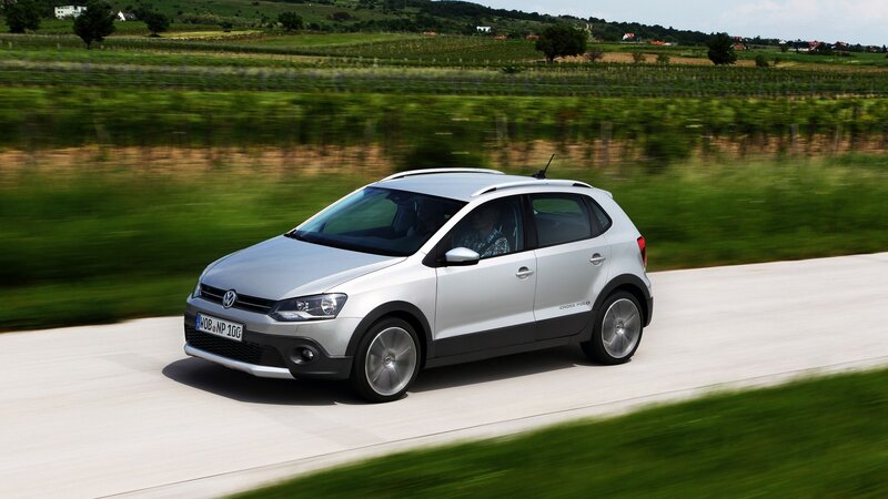Silver Volkswagen Cross Polo driving