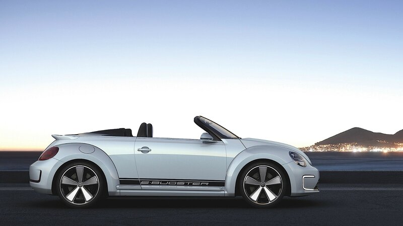 Silver Volkswagen e-Beetle convertible