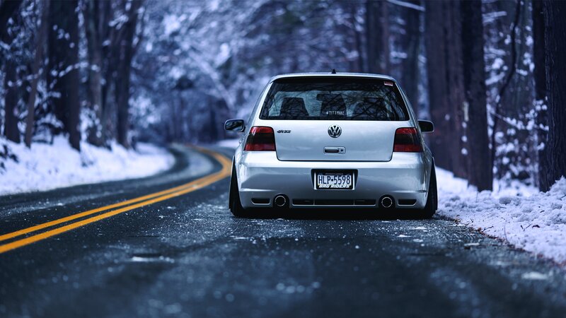 Silver Volkswagen Golf — Blue