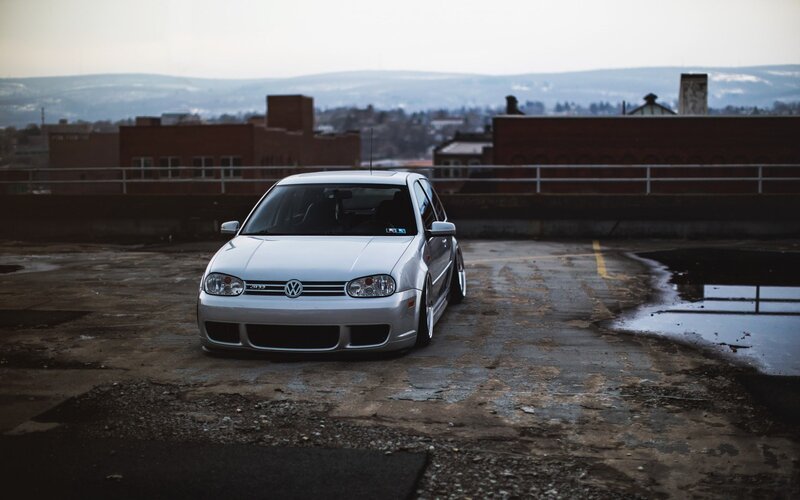 Silver Volkswagen Golf — Gray