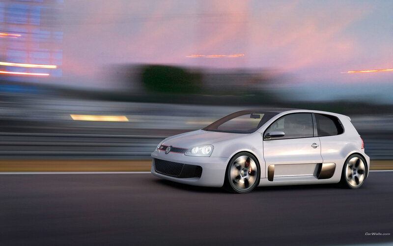 silver volkswagen golf gti in motion