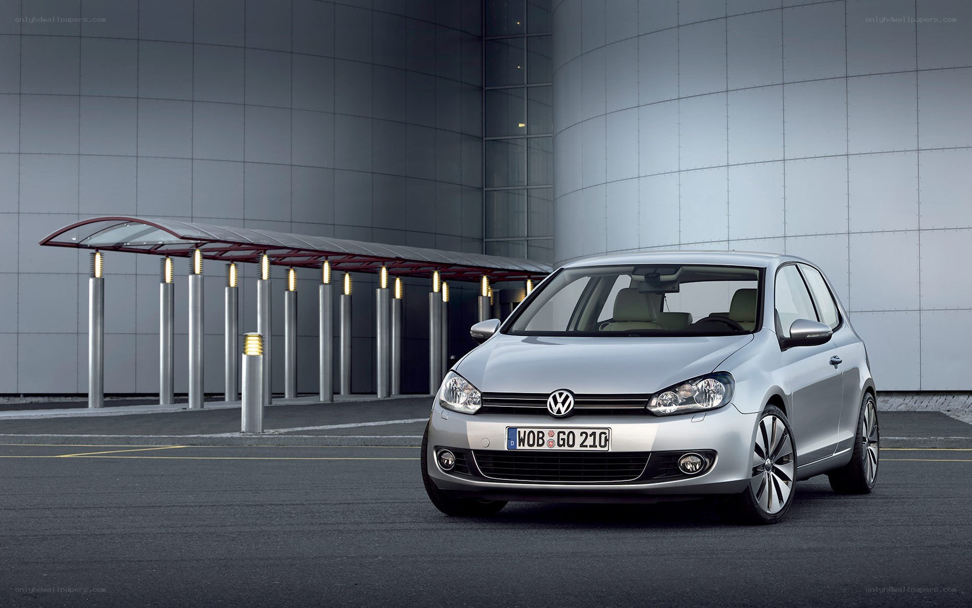 Silver Volkswagen Golf parked