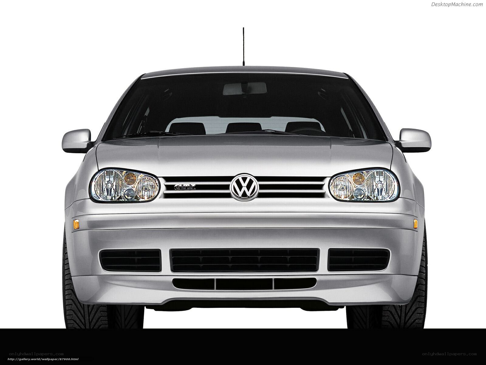 Silver Volkswagen GTI front view