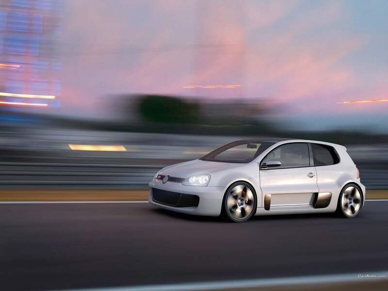 Silver Volkswagen GTI in motion