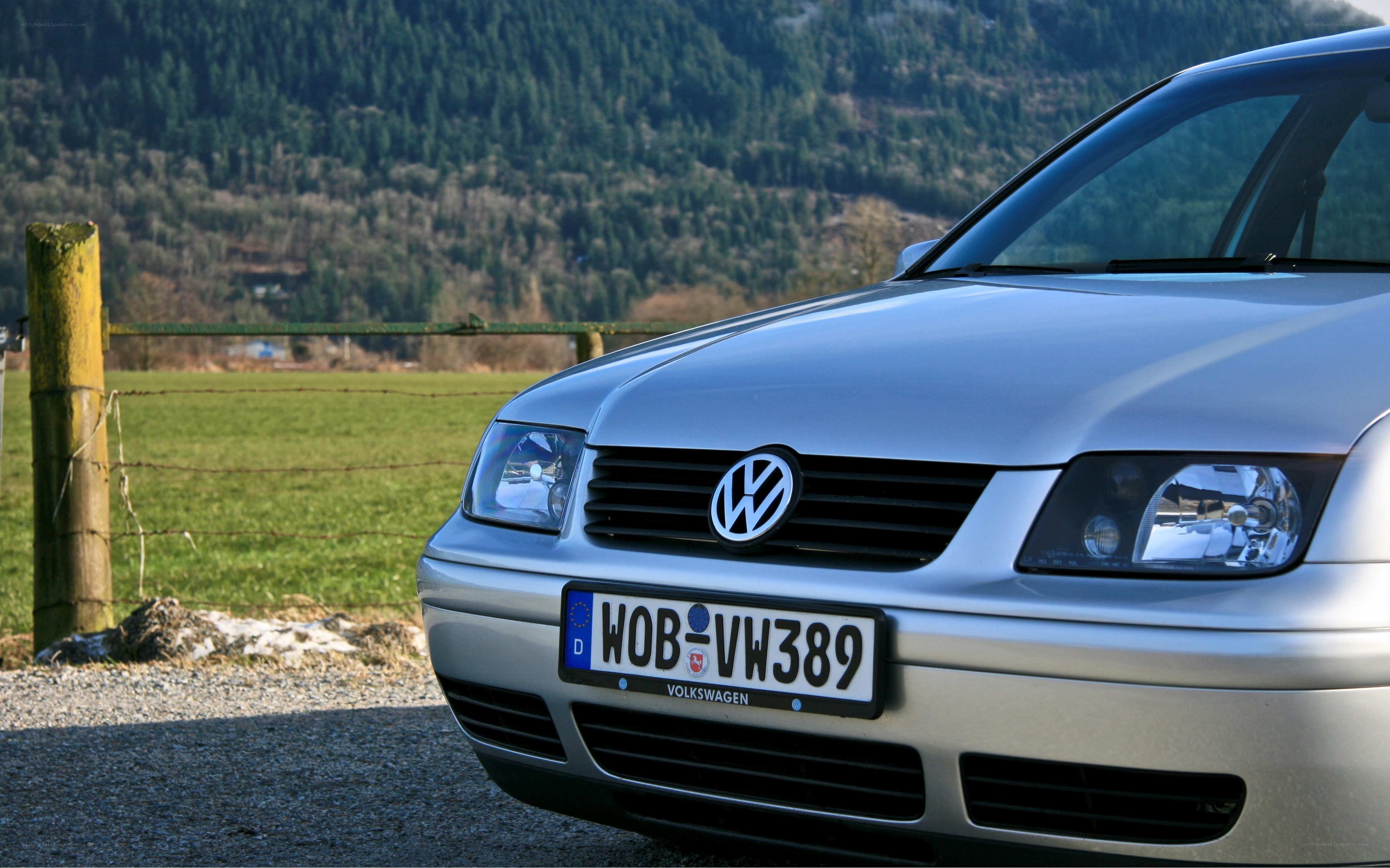 silver volkswagen in rural setting