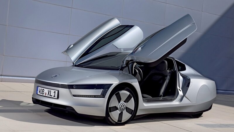 Silver Volkswagen XL1 concept car