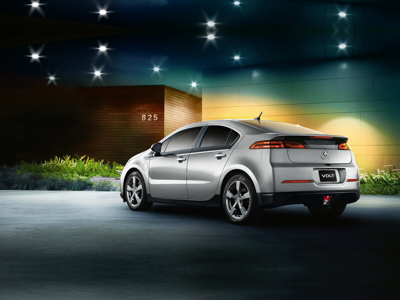 Silver Volt Car — Dramatic, Night