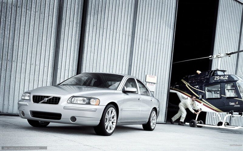 Silver Volvo and helicopter