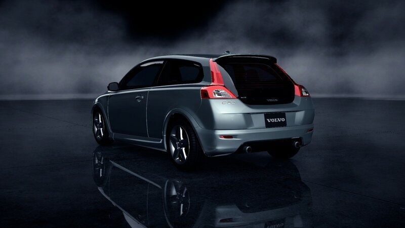 silver volvo c30 rear view