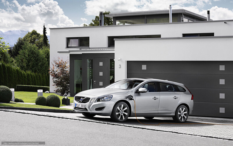 Silver Volvo charging at home