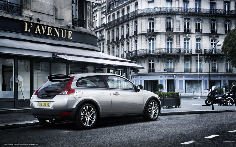 Silver Volvo on a city street