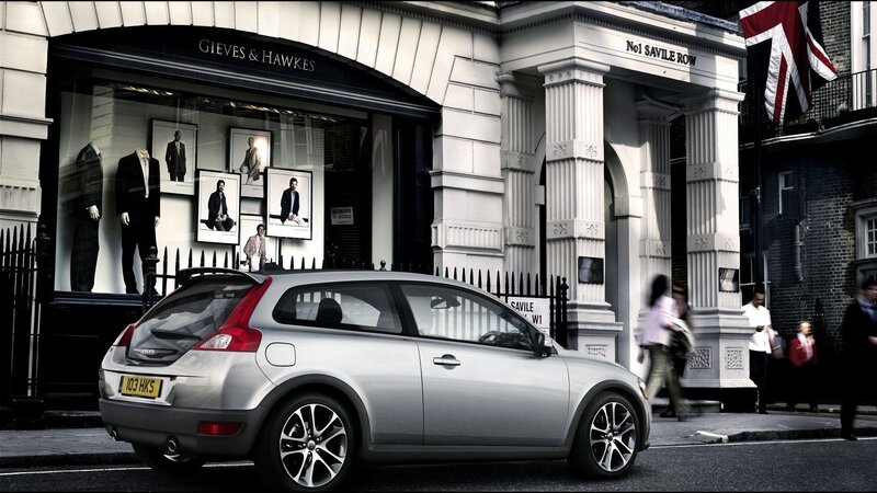 Silver Volvo on Savile Row