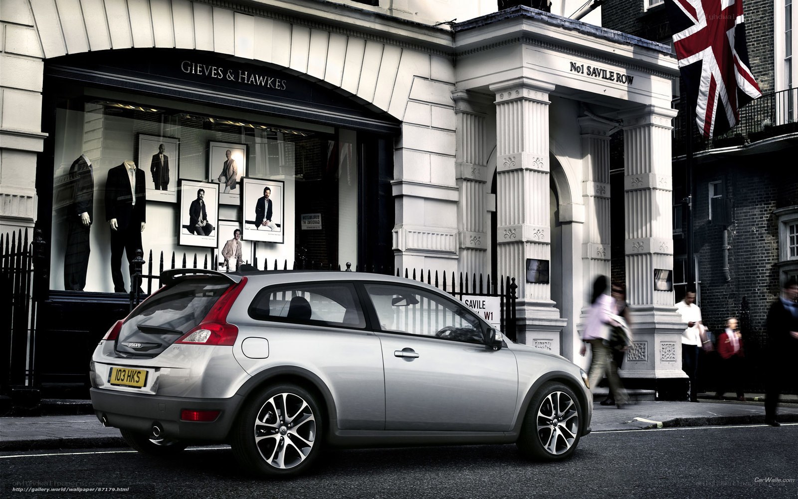 Silver Volvo on Savile Row