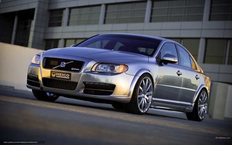 Silver Volvo Sedan — Dramatic, Sunset, Photograph, Building