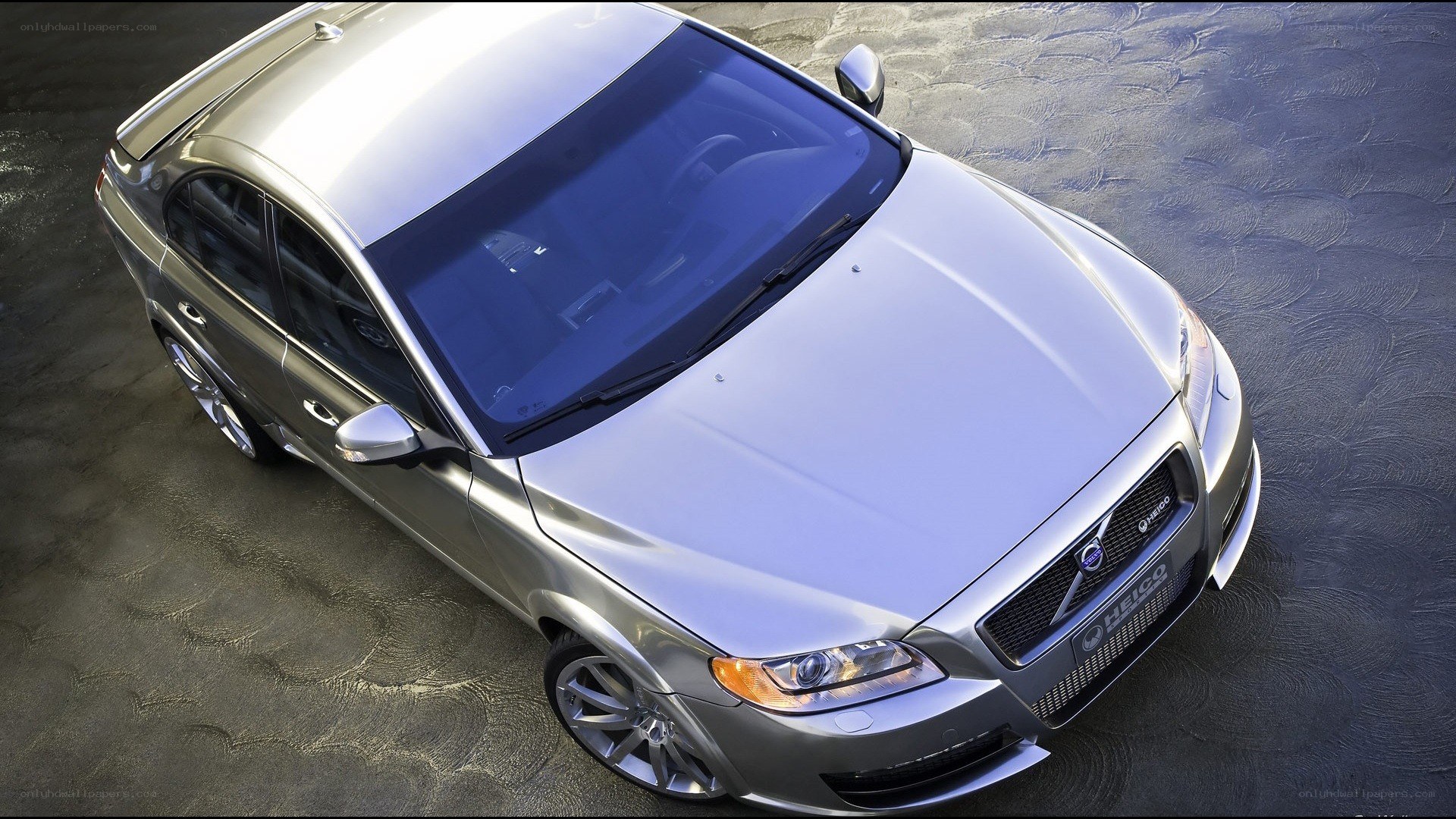 silver volvo sedan from above