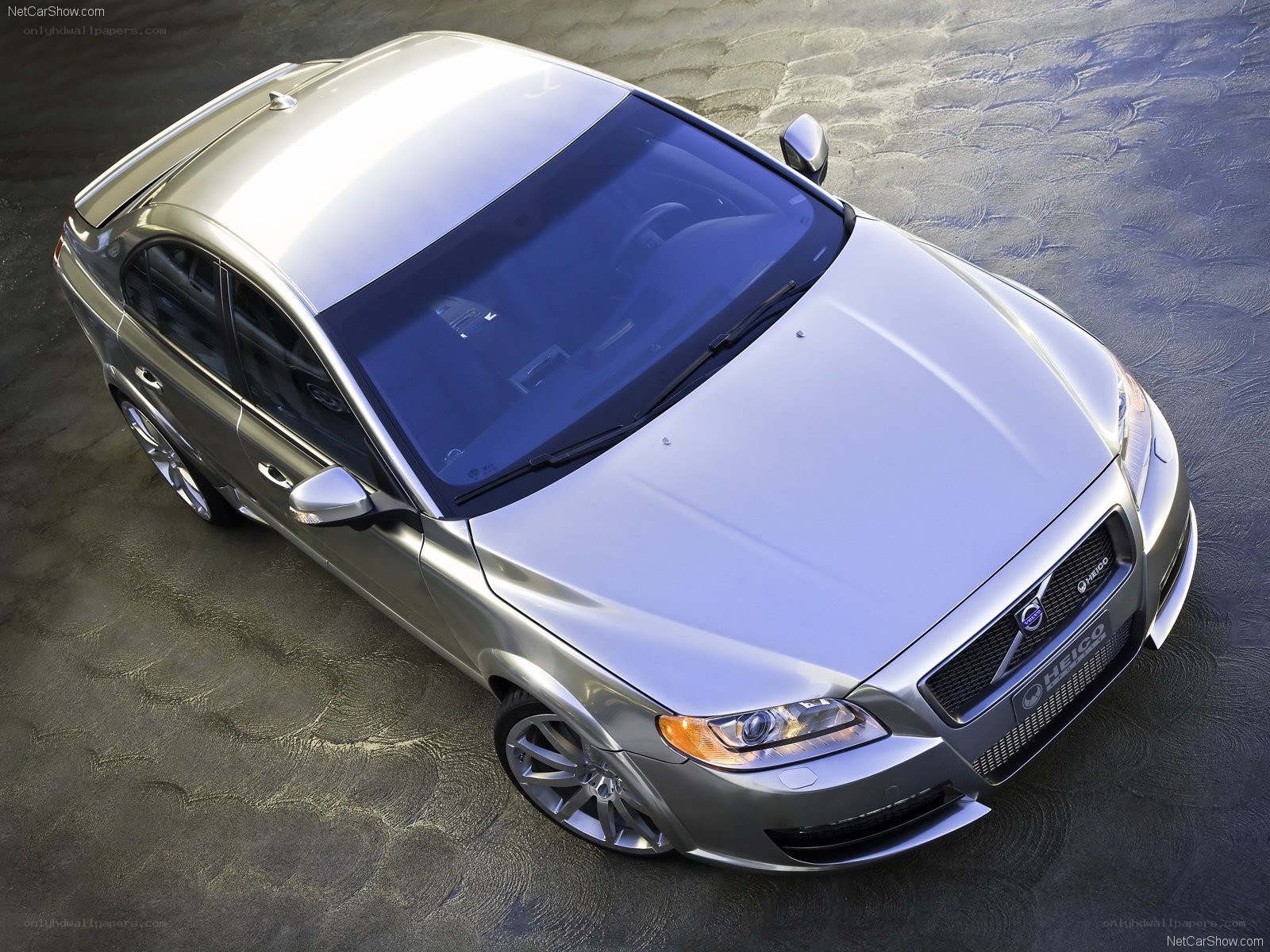 silver volvo sedan from above